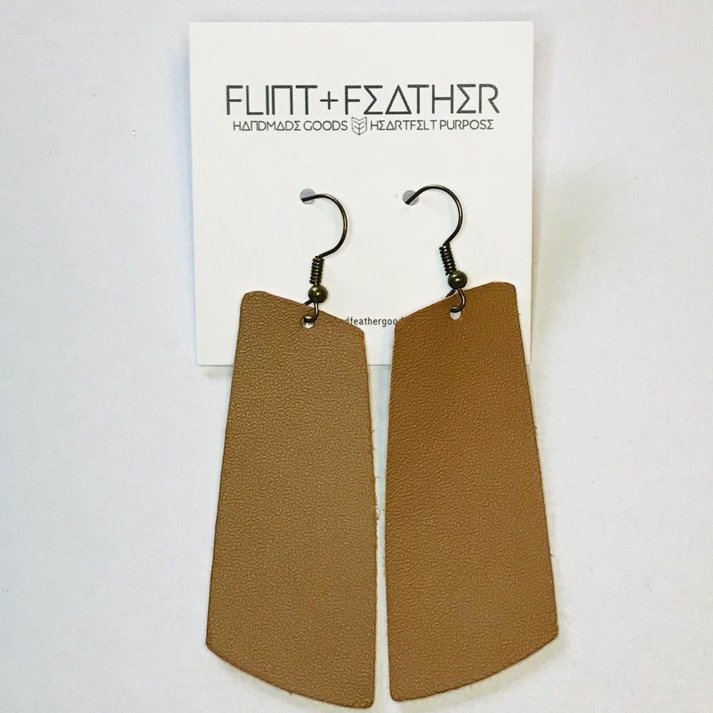 3pk of Tan Genuine Leather Spar Earrings NWT